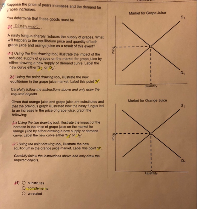 Solved Suppose the price of pears increases and the demand