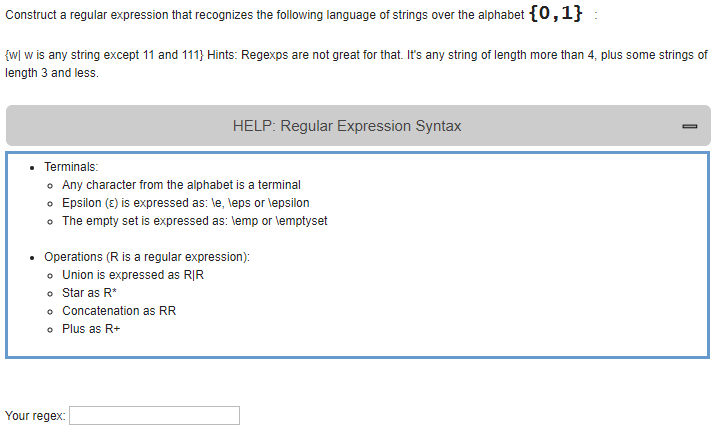 Solved Construct a regular expression that recognizes the | Chegg.com