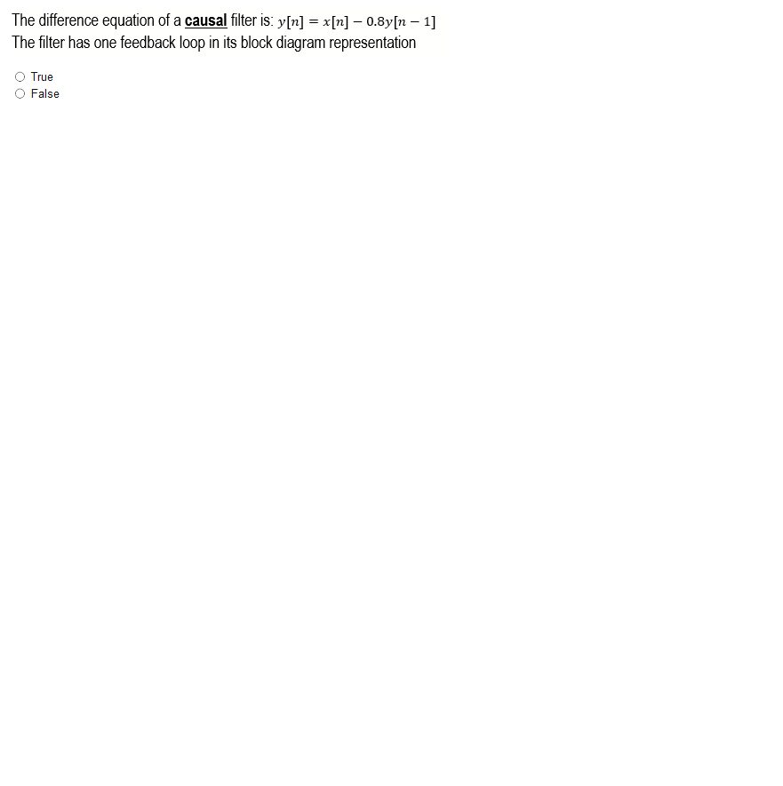 Solved The difference equation of a causal filter is: y[n] = | Chegg.com
