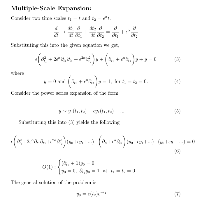 Use Multiple scale Method. Find the first term | Chegg.com