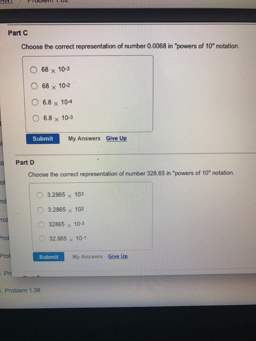Solved Choose the correct representation of number 0.0068 in | Chegg.com