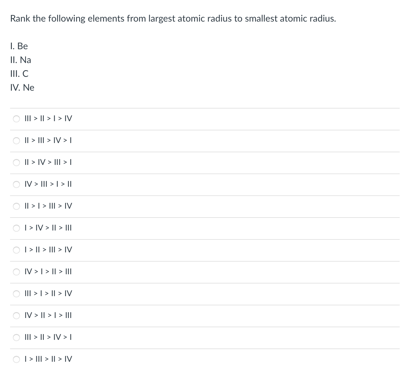 Solved Rank the following elements from largest atomic | Chegg.com