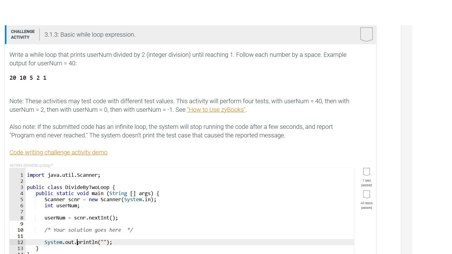 Solved CHALLENGE ACTIVITY 3.1.3: Basic while loop | Chegg.com