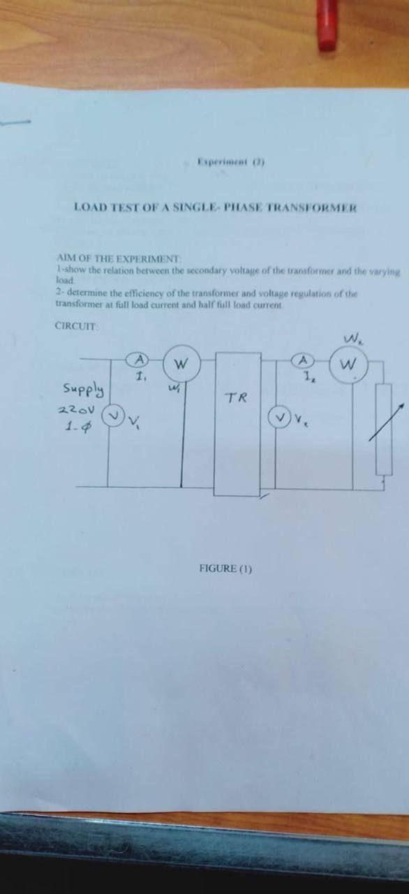 load test on single phase transformer experiment