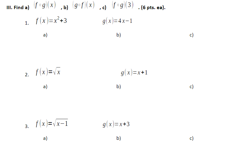 Solved Iii Find A Fºg X B Gºf X C 6 Pts Ea Chegg Com