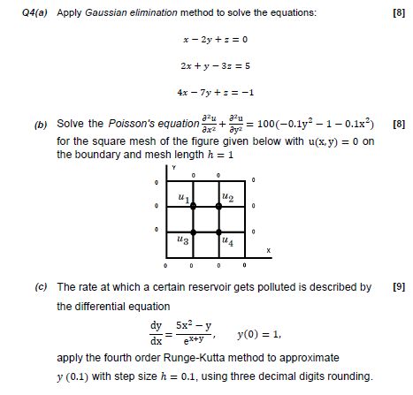 Solved Q4 A Apply Gaussian Elimination Method To Solve The Chegg Com