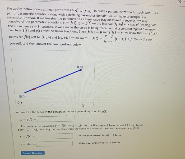 Solved The applet below shows a linear path from (p,q) to | Chegg.com