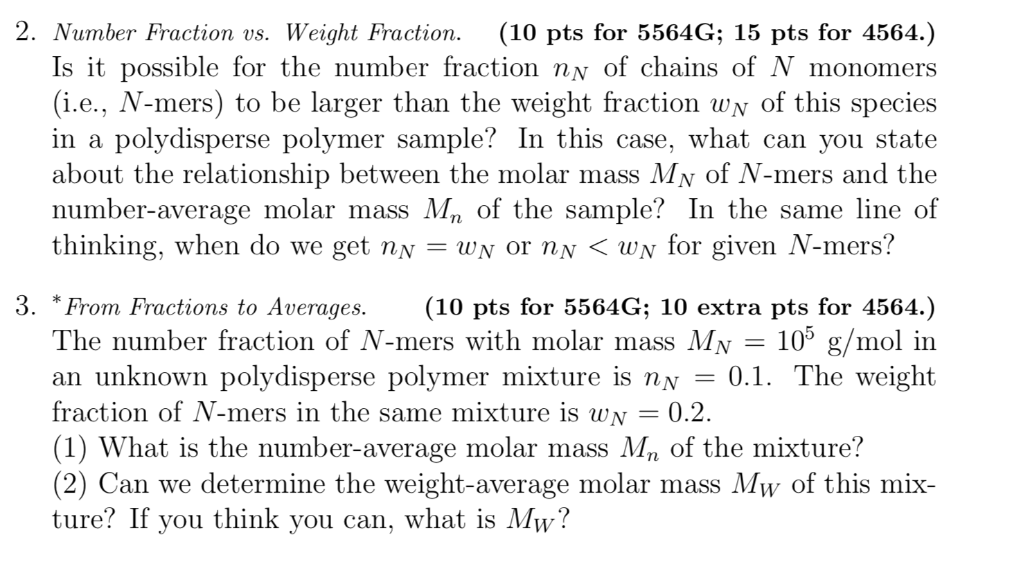 number fraction vs weight fraction