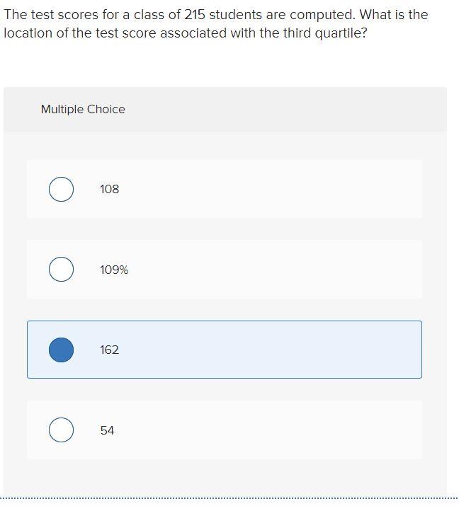 Solved The test scores for a class of 215 students are