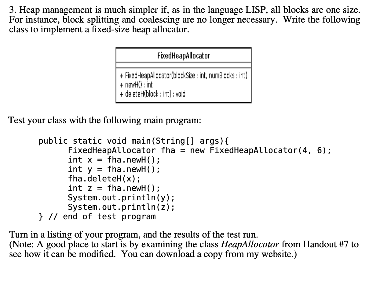 Solved 1. Write a Java program that implements and tests the | Chegg.com