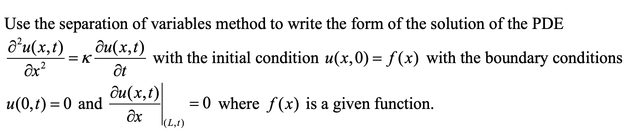 Solved Use the separation of variables method to write the | Chegg.com