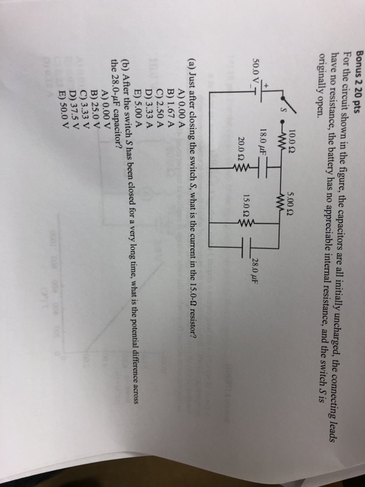 Solved Bonus 2 20 pts For the circuit shown in the figure, | Chegg.com
