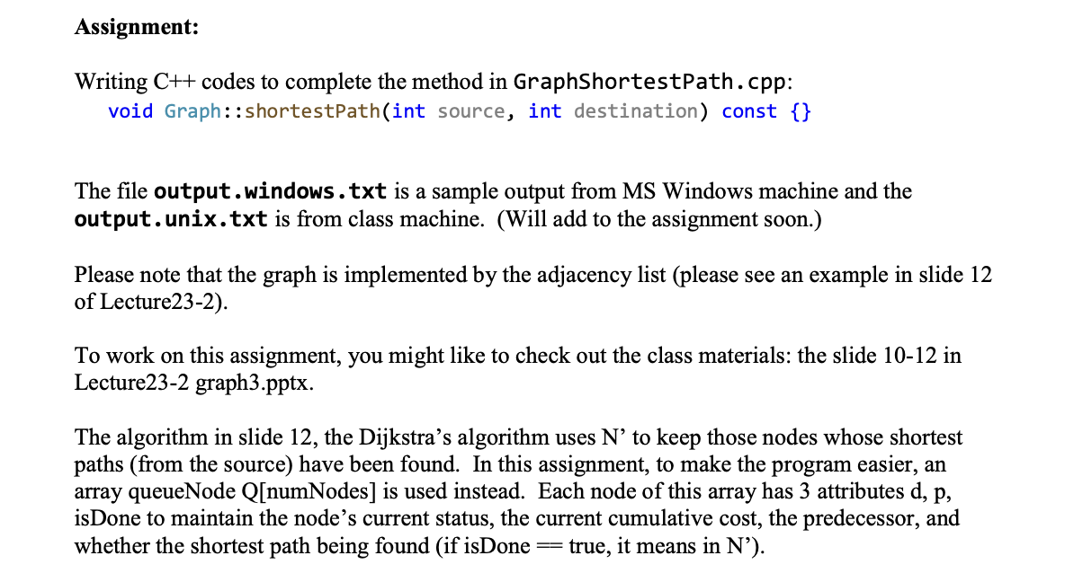 Solved Assignment: Writing C++ codes to complete the method | Chegg.com