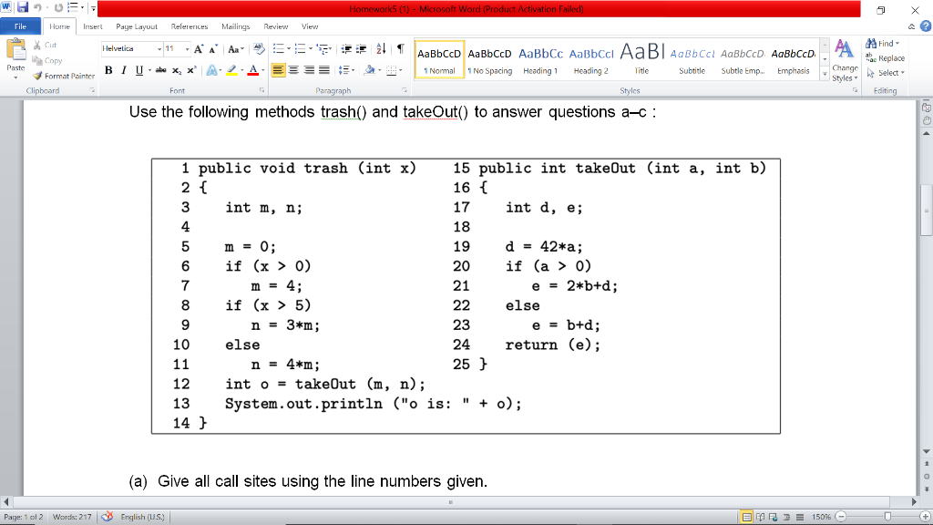 Solved Homeworks (1) - Microsoft Word (Product Activation | Chegg.com
