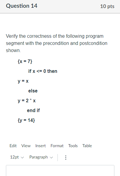 Solved Question 14 10 Pts Verify The Correctness Of The | Chegg.com