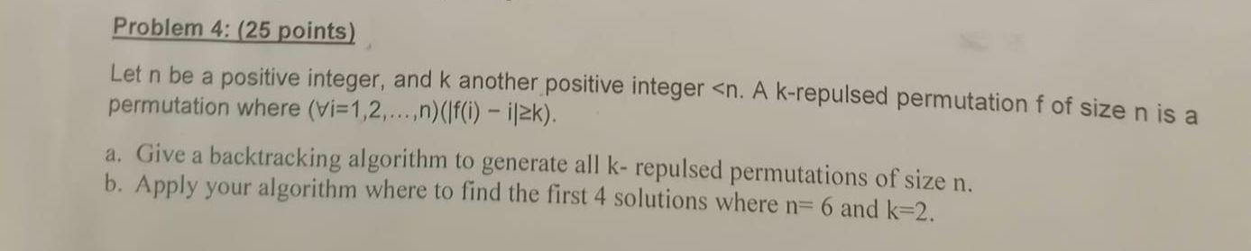Solved Problem 4: (25 points) Let n be a positive integer, | Chegg.com
