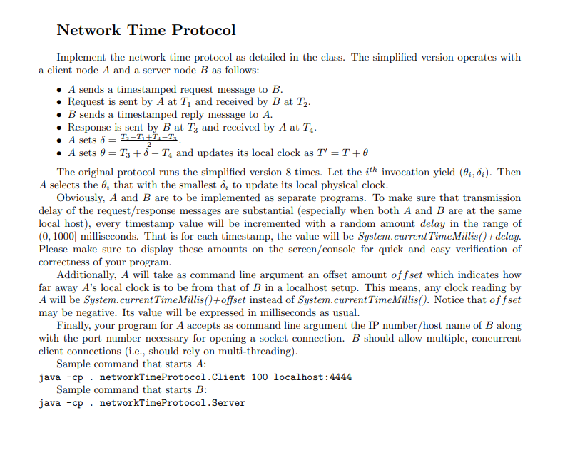 Network Time Protocol Implement the network time | Chegg.com