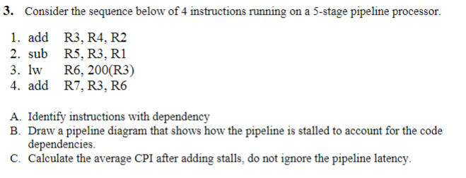 3. Consider the sequence below of 4 instructions | Chegg.com