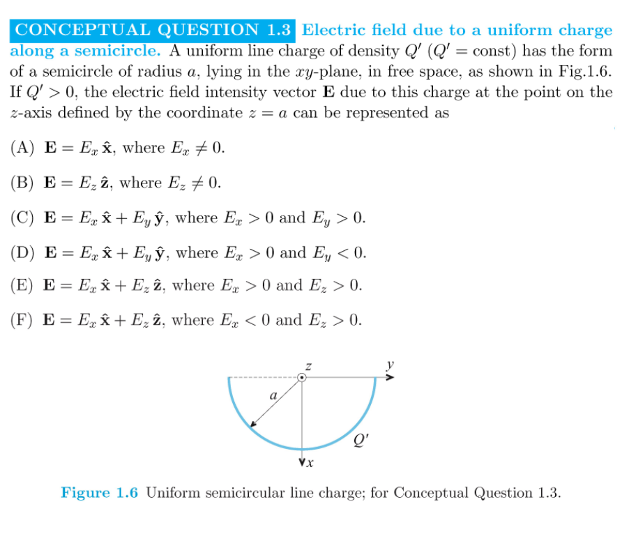Solved Conceptual Question 1 3 Electric Field Due To A Un Chegg Com