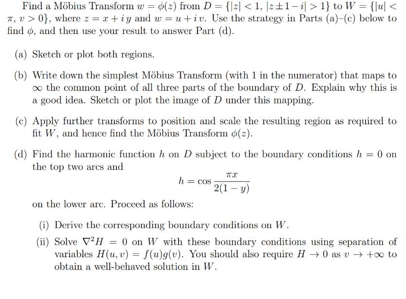 Find A Mobius Transform W º 2 From D Z 1 Chegg Com