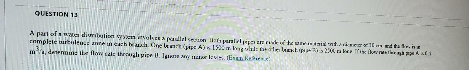 Solved QUESTION 13 A part of a water distribution system | Chegg.com