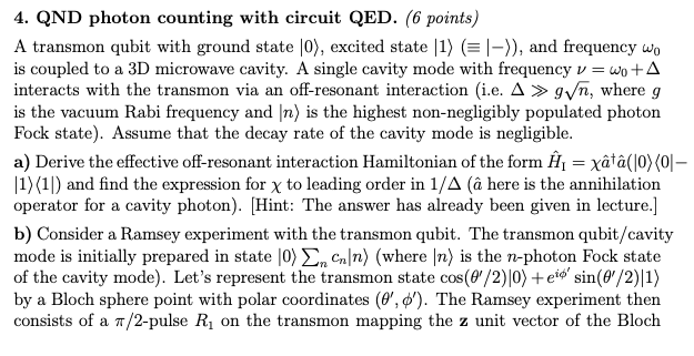 Python Circuit Qed 4. QND photon counting with circuit QED. (6 points) A | Chegg.com