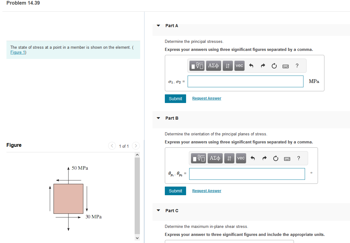 Solved Determine The Principal Stresses. The State Of Stress | Chegg.com