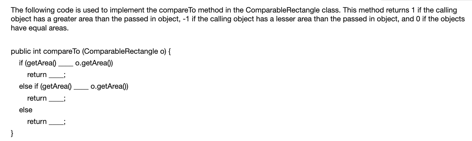 Solved The following code is used to implement the compare | Chegg.com