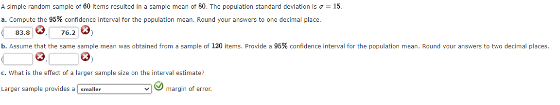 Solved A simple random sample of 60 items resulted in a | Chegg.com