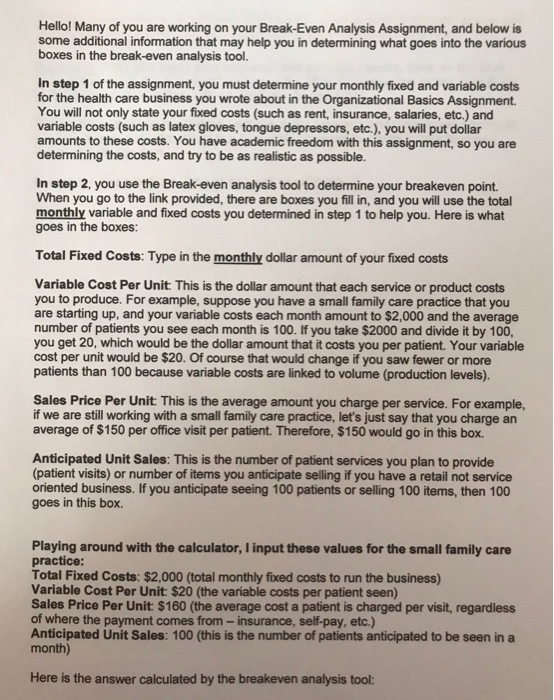 Solved 1. Identify the variable and fixed costs associated