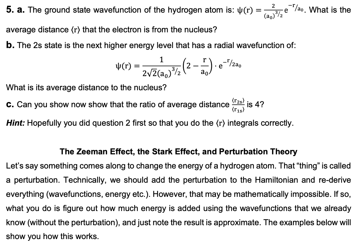 Solved 2 5 A The Ground State Wavefunction Of The Hydrogen