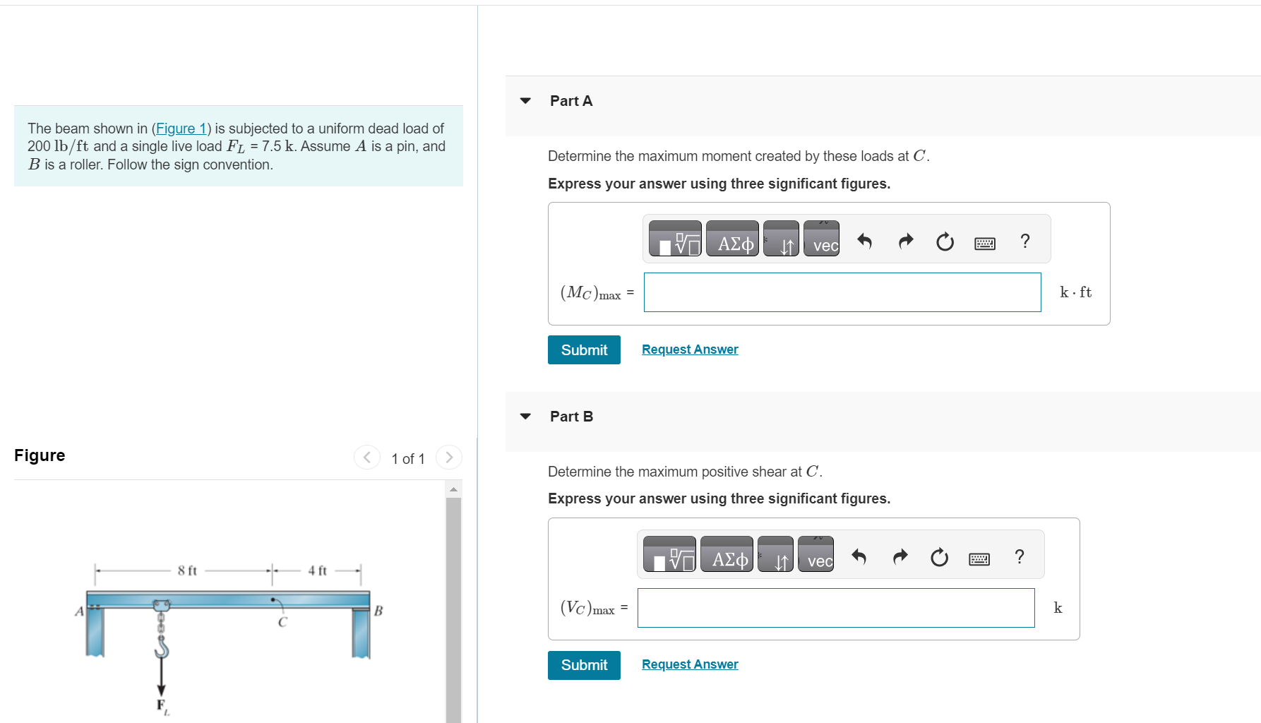 Solved The beam shown in (Figure 1) is subjected to a | Chegg.com