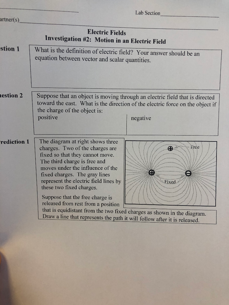 Solved Lab Section partner(s). Electric Fields Investigation | Chegg.com