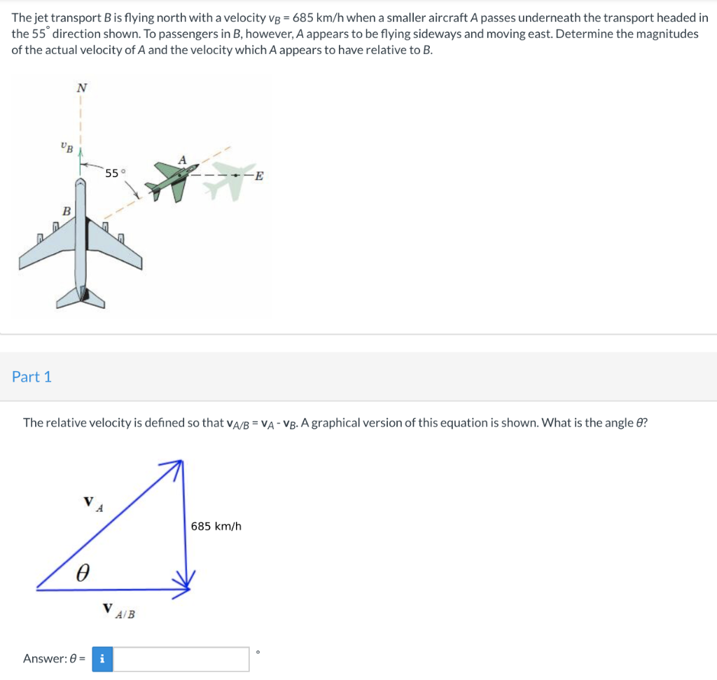 Solved The Jet Transport B Is Flying North With A Velocity | Chegg.com