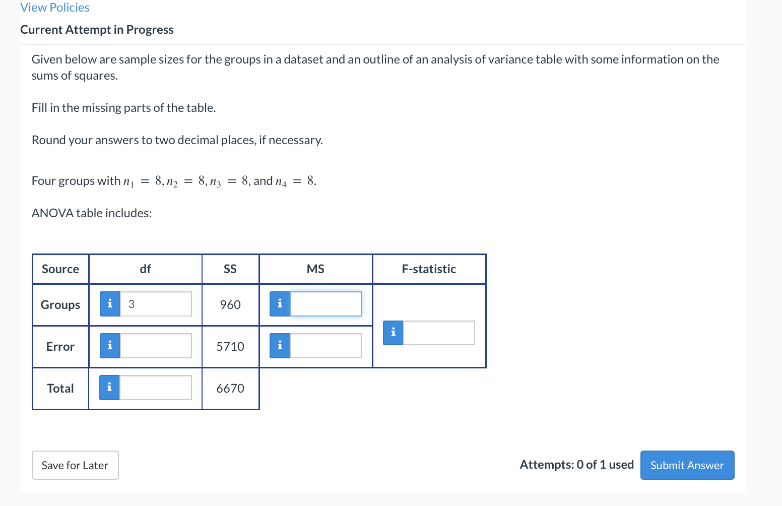 Solved Given below are sample sizes for the groups in a | Chegg.com