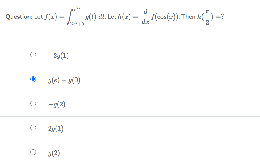 Solved E23 D Question Let F A 5 4 G T Dt Let H X Chegg Com