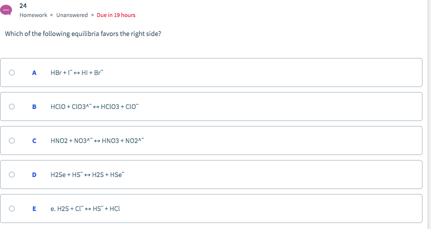 Solved ... 24 Homework. Unanswered. Due in 19 hours Which of | Chegg.com