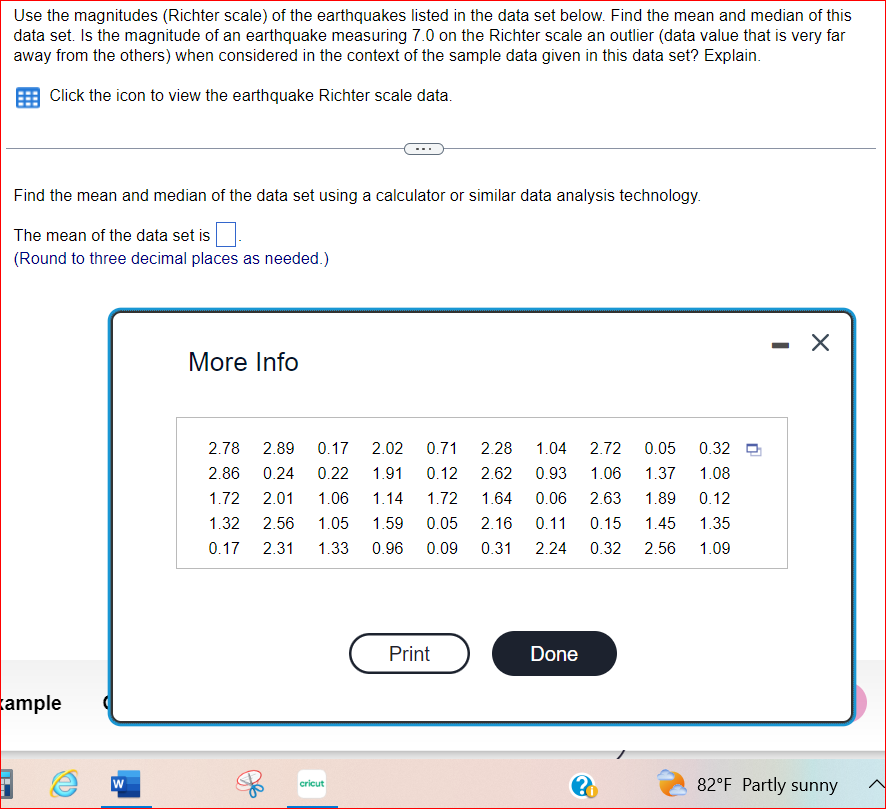 Solved Use The Magnitudes (Richter Scale) Of The Earthquakes | Chegg.com