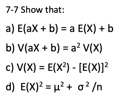 Solved 7 7 Show That A E Ax B A E X B B Vax Chegg Com