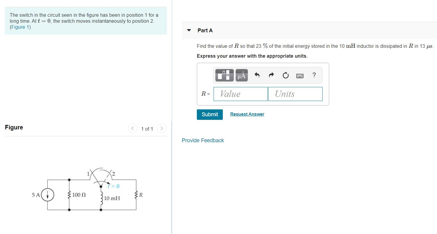 Solved The switch in the circuit seen in the figure has been | Chegg.com