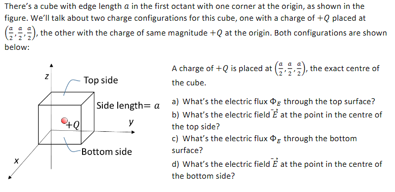 Solved There's a cube with edge length a in the first octant | Chegg.com