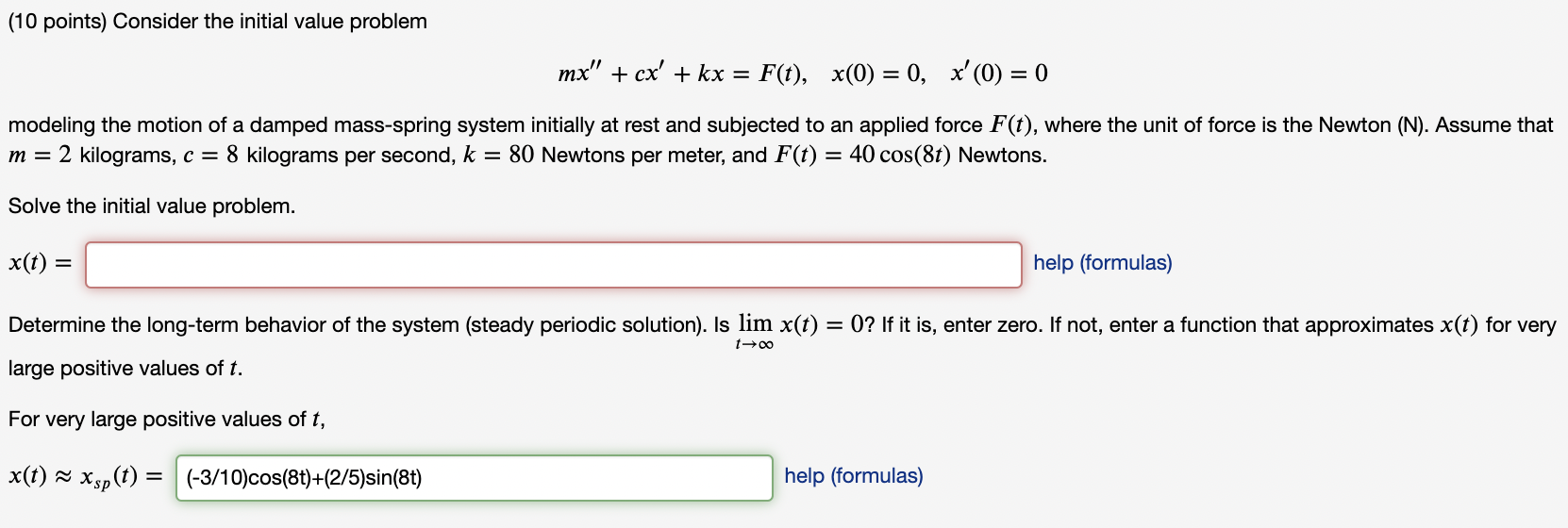 Solved 10 Points Consider The Initial Value Problem Mx