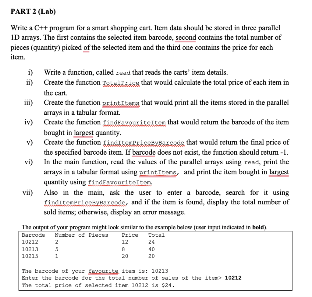 Solved Write a C++ program for a smart shopping cart. Item | Chegg.com