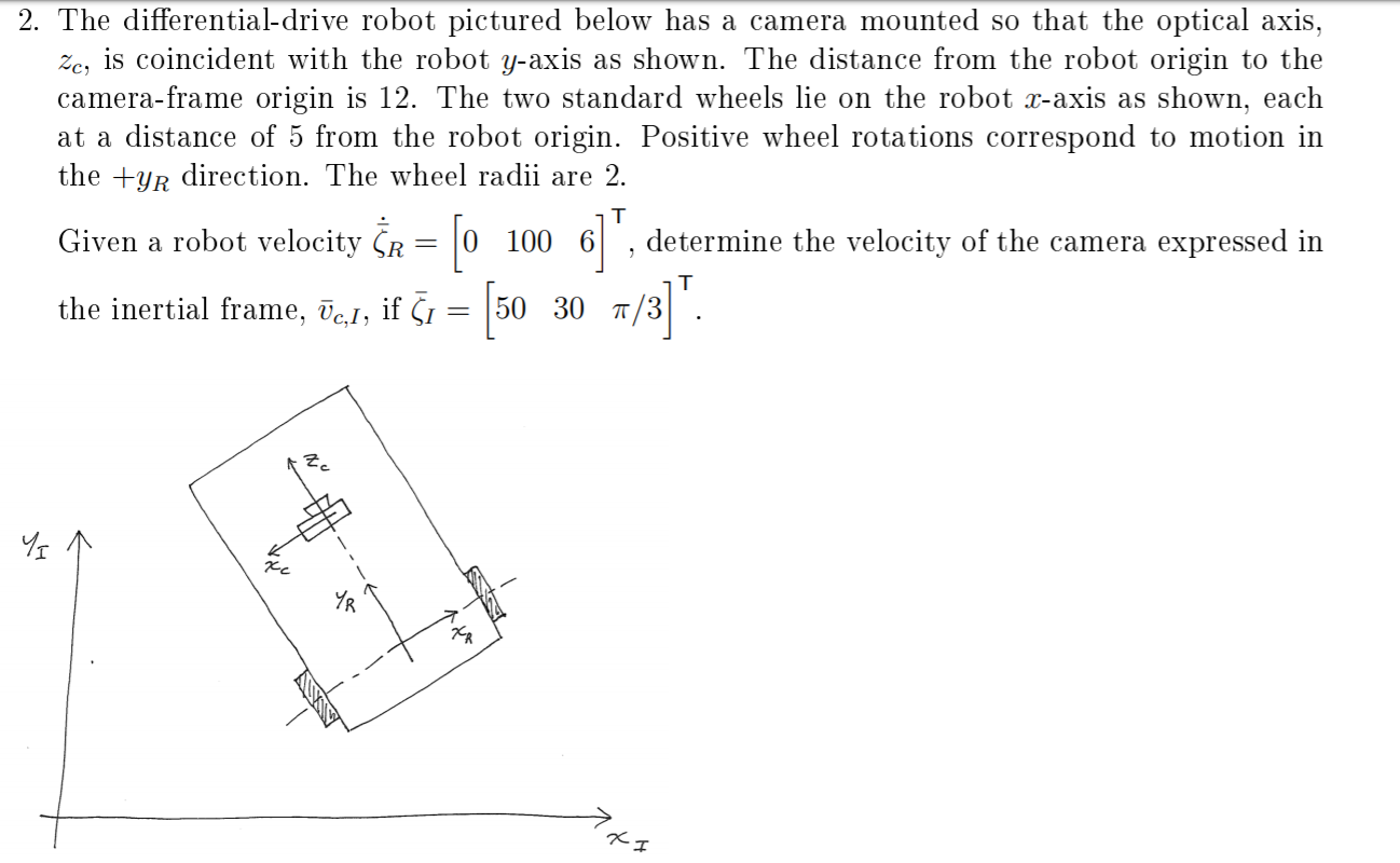 Solved 2. The differential-drive robot pictured below has a | Chegg.com