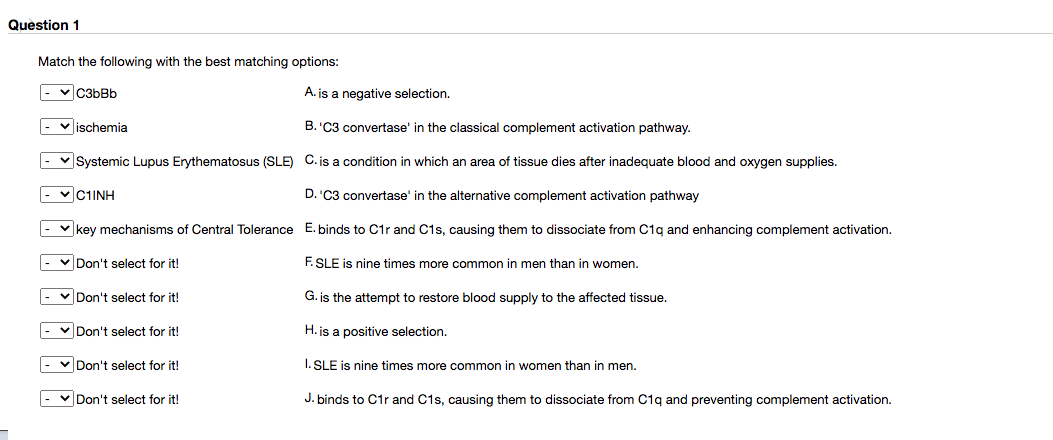 Solved Match the following with the best matching options: | Chegg.com