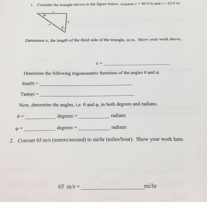 Solved 1. Consider the triangle shown in the figure below. | Chegg.com