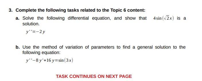 Solved 3. Complete the following tasks related to the Topic | Chegg.com