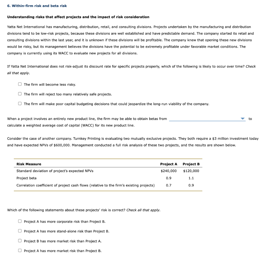 Solved Understanding risks that affect projects and the | Chegg.com