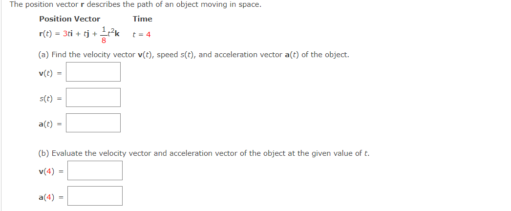 Solved position vector r describes the path of an object | Chegg.com