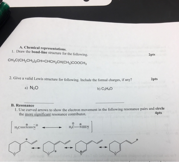 Solved A. Chemical Representations. 1. Draw The Bond-line | Chegg.com